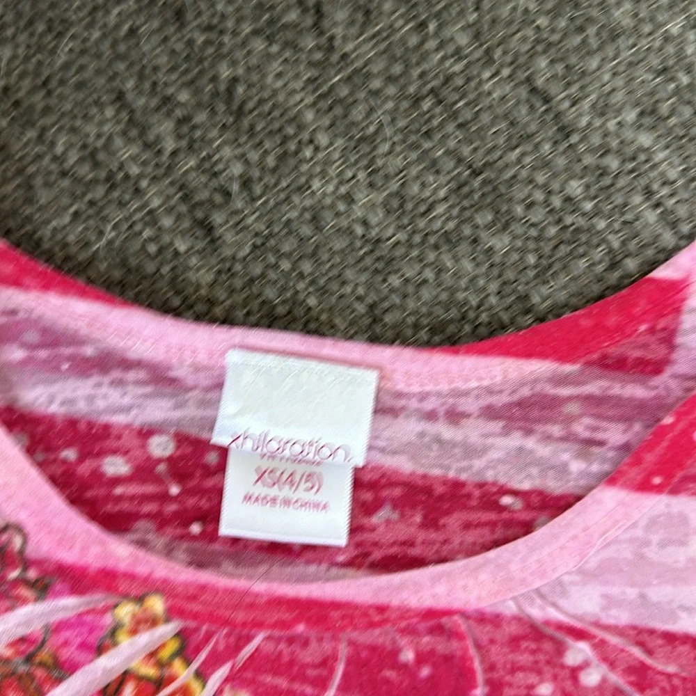 Xhilaration Girls Pink Striped Heart Long Sleeve T-shirt Size 4